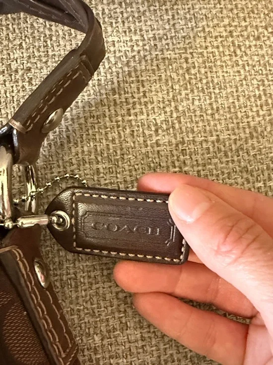 Coach Brown Signature Canvas Shoulder Bag with Woven Strap - Picture 2 of 5